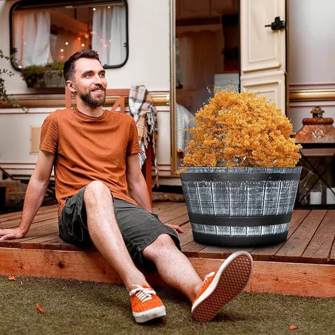 SG Traders™ Large Half Barrel Cask Planter