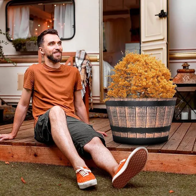 SG Traders™ Large Half Barrel Cask Planter