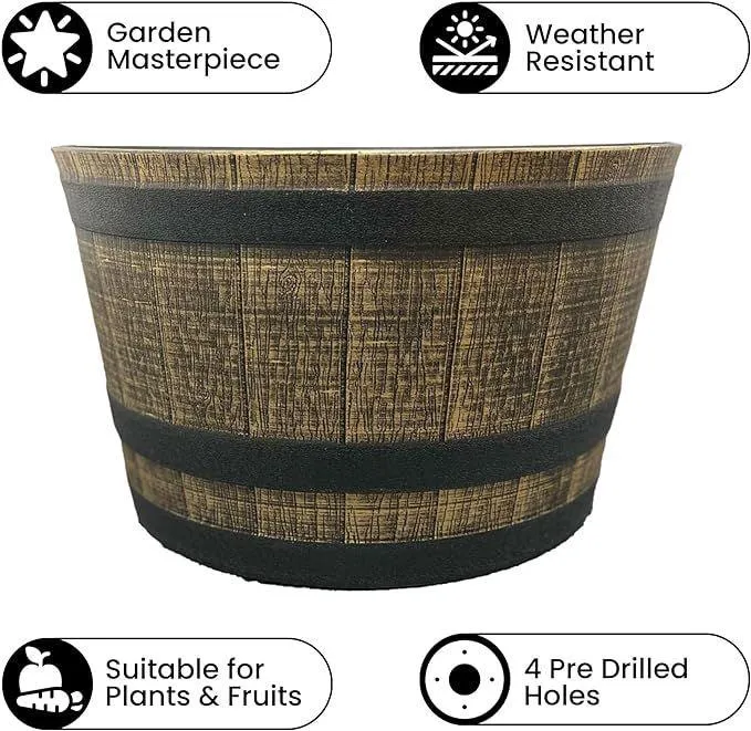 SG Traders™ Large Half Barrel Cask Planter