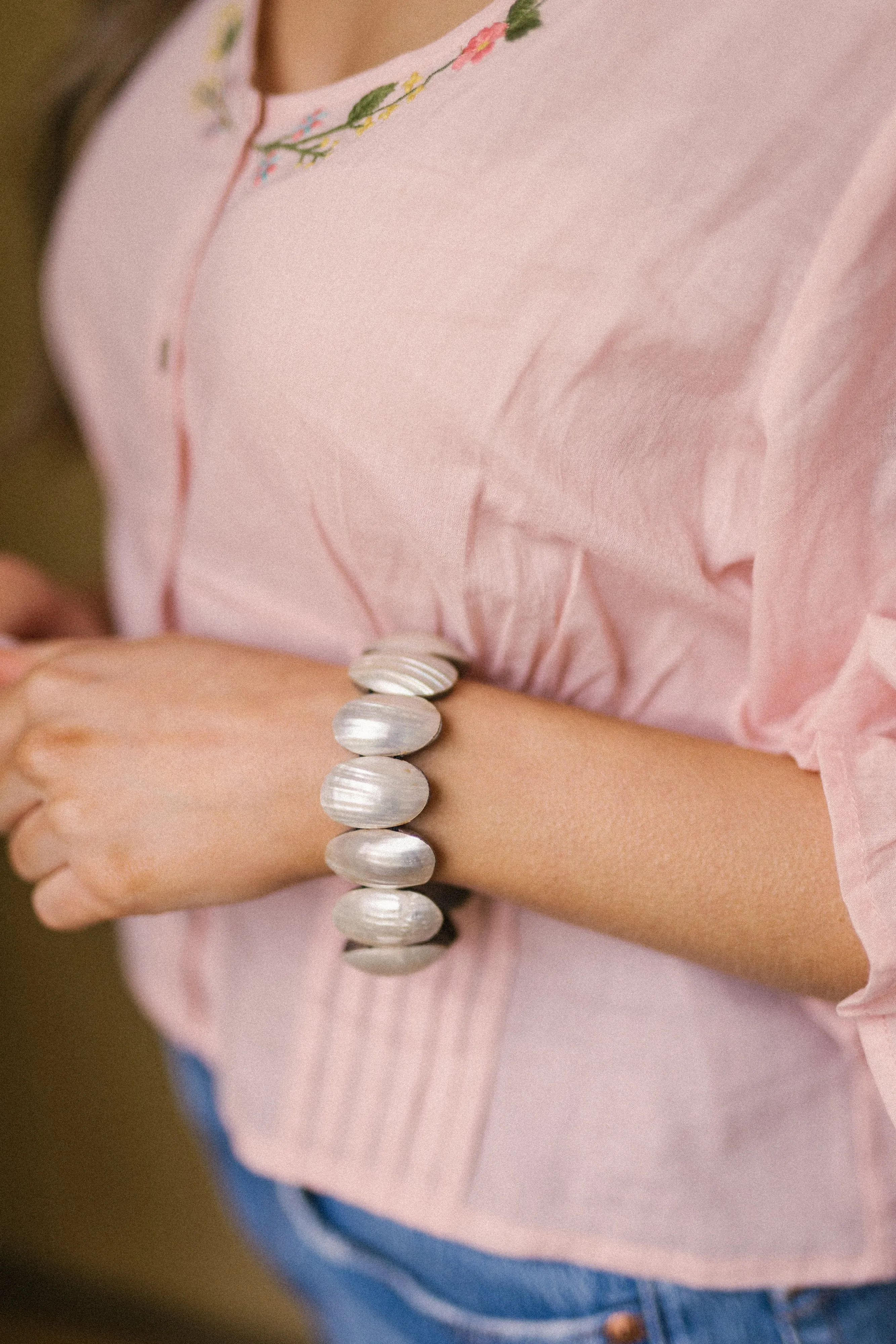 Shell & Coconut Bracelet - White (BCBRB 039)