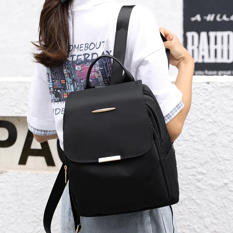 Solid Color Oxford Cloth Backpack Women's Bag Cover Middle-Aged Mother Bag Backpack Schoolbag Large Capacity Travel Fashion Mummy Bag