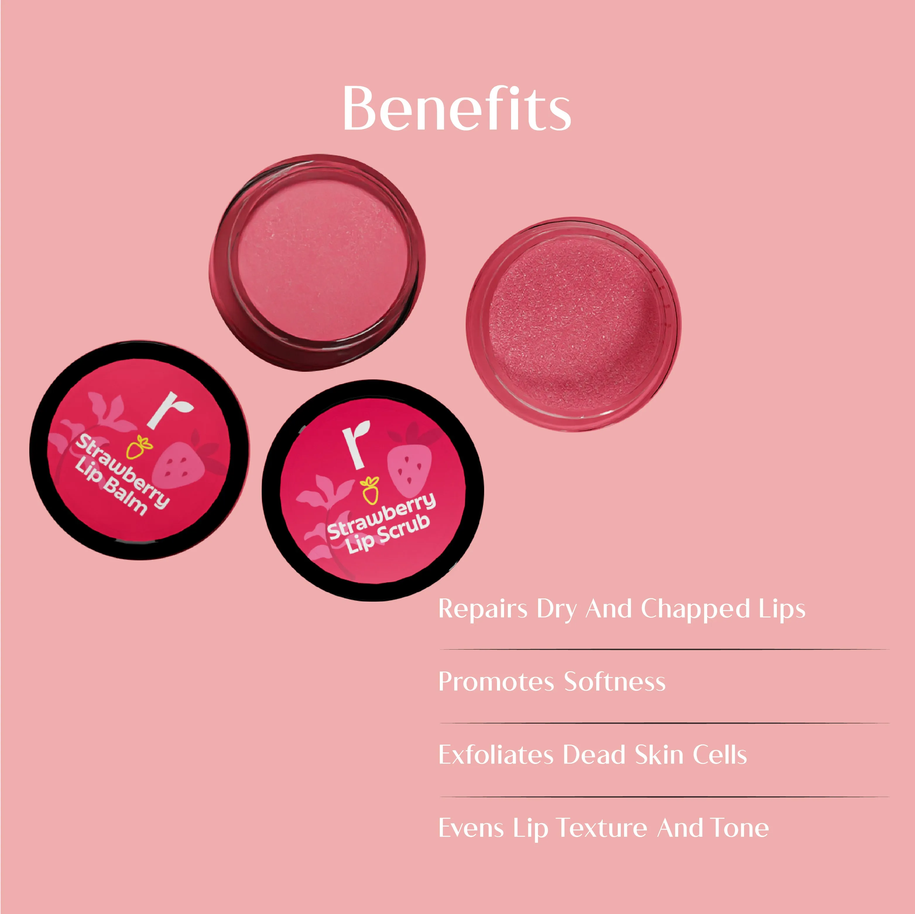 STRAWBERRY LIP DUO - Lip Balm and Lip Scrub Set