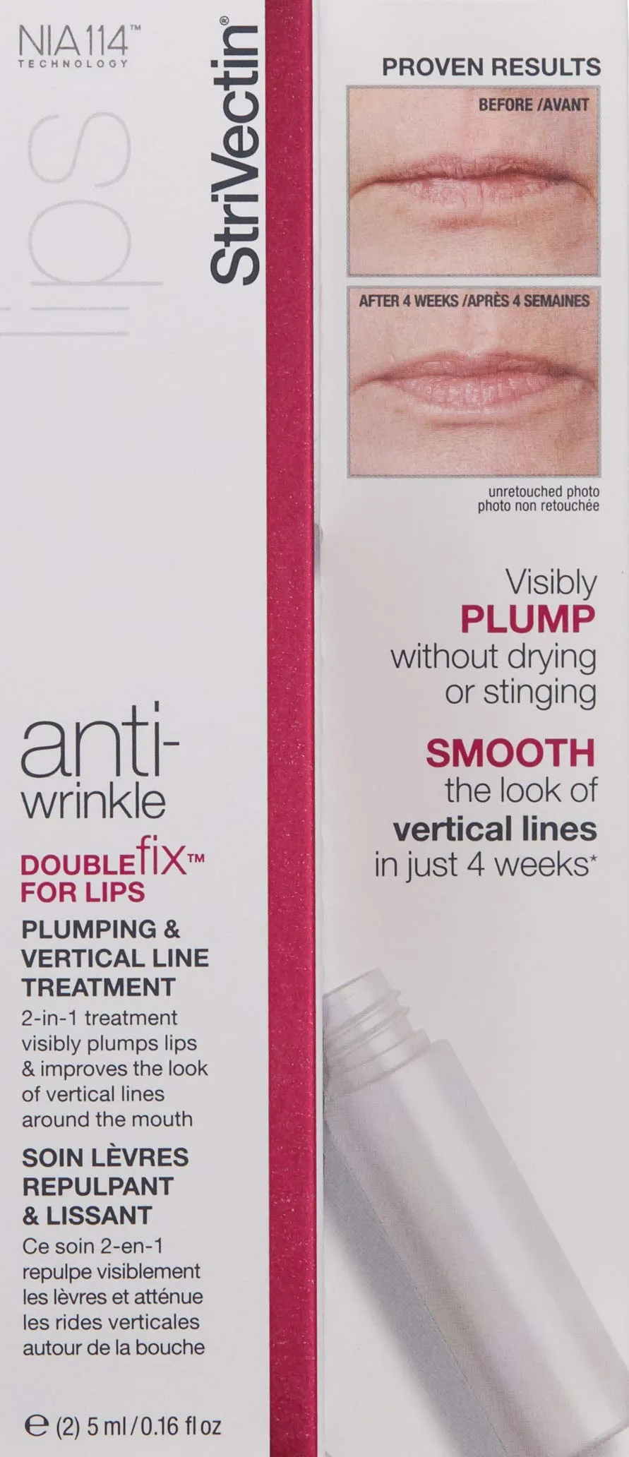 StriVectin Anti-Wrinkle Double Fix for Lips Plump & Smooth Vertical Lines, Hydrating Two-in-One Treatment, 0.16 Fl O