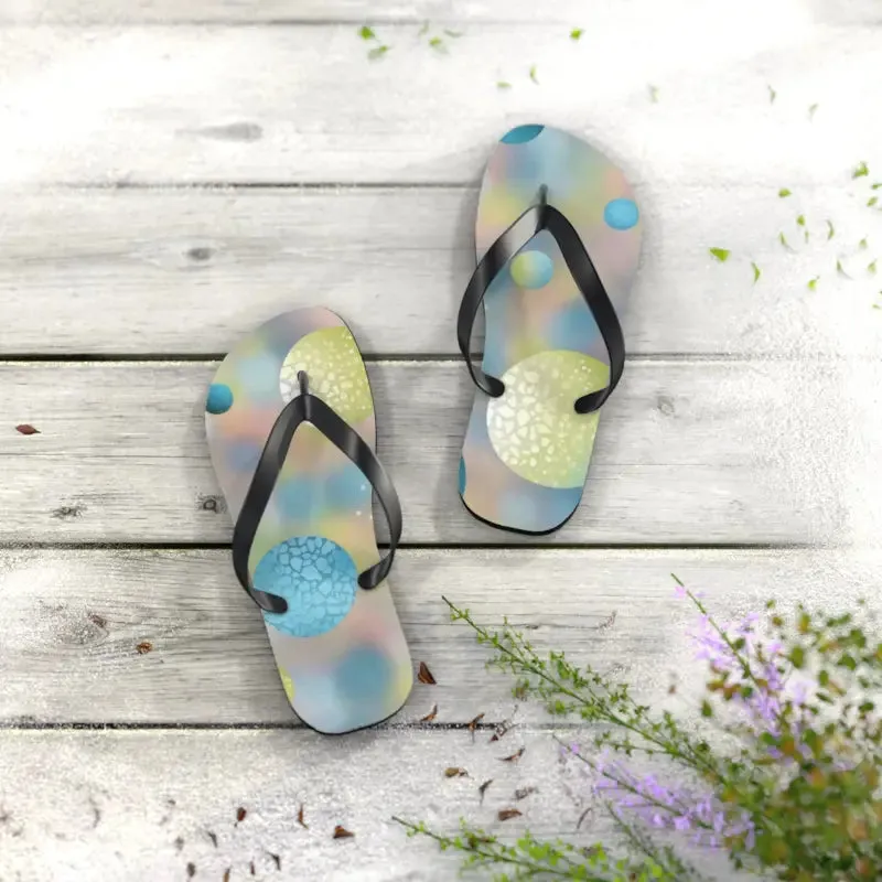 Summer Bluish Green Abstract Flip Flops