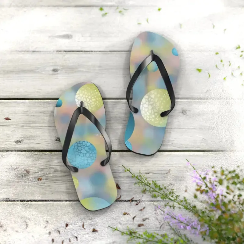 Summer Bluish Green Abstract Flip Flops