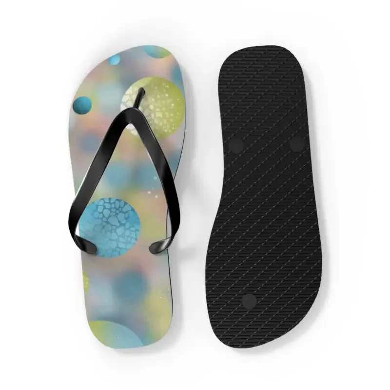 Summer Bluish Green Abstract Flip Flops
