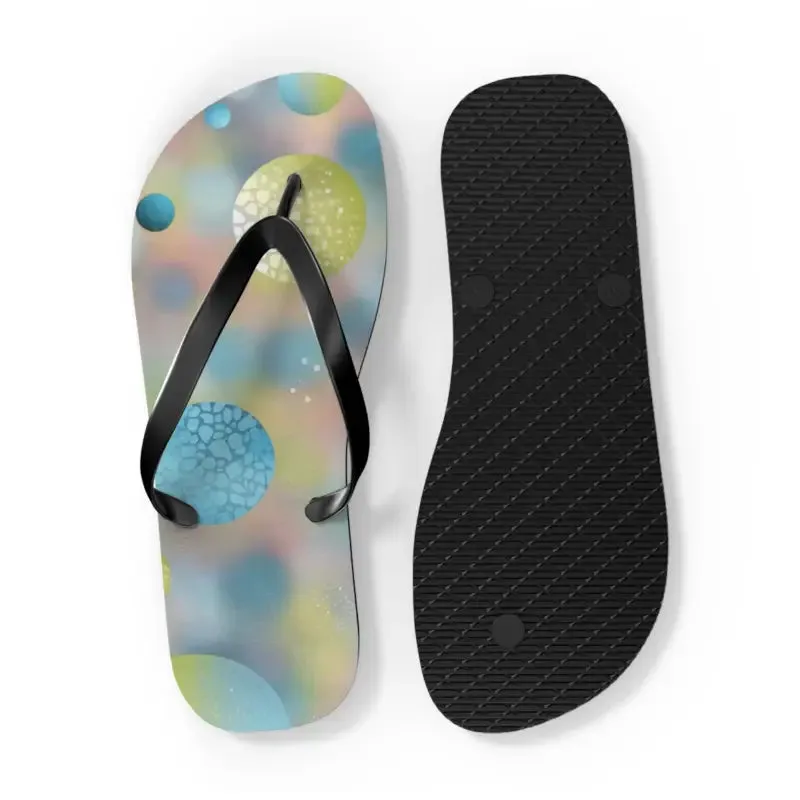 Summer Bluish Green Abstract Flip Flops