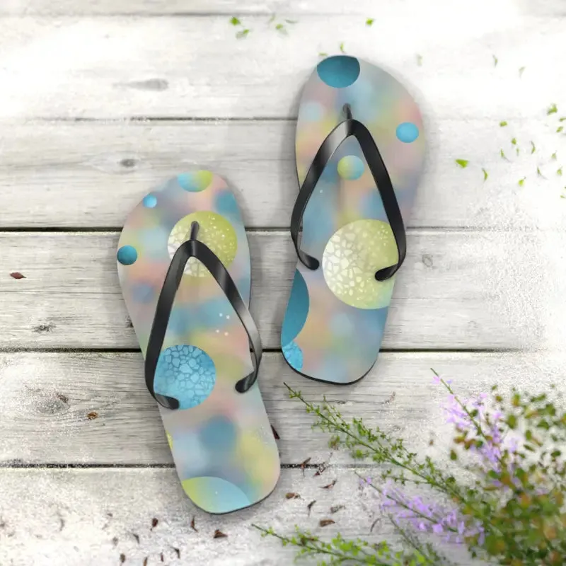 Summer Bluish Green Abstract Flip Flops