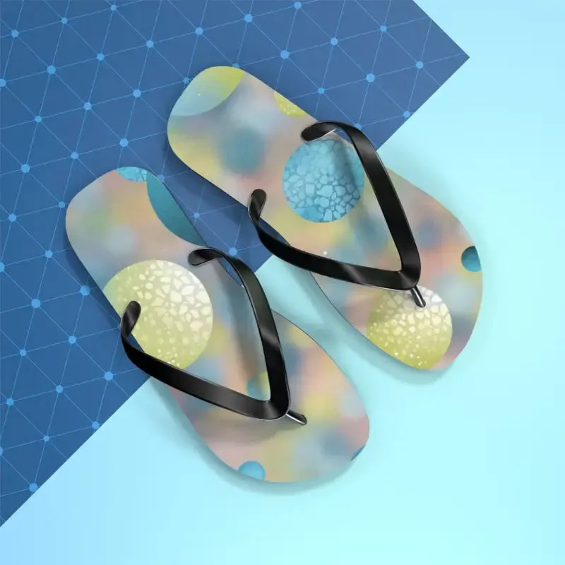 Summer Bluish Green Abstract Flip Flops