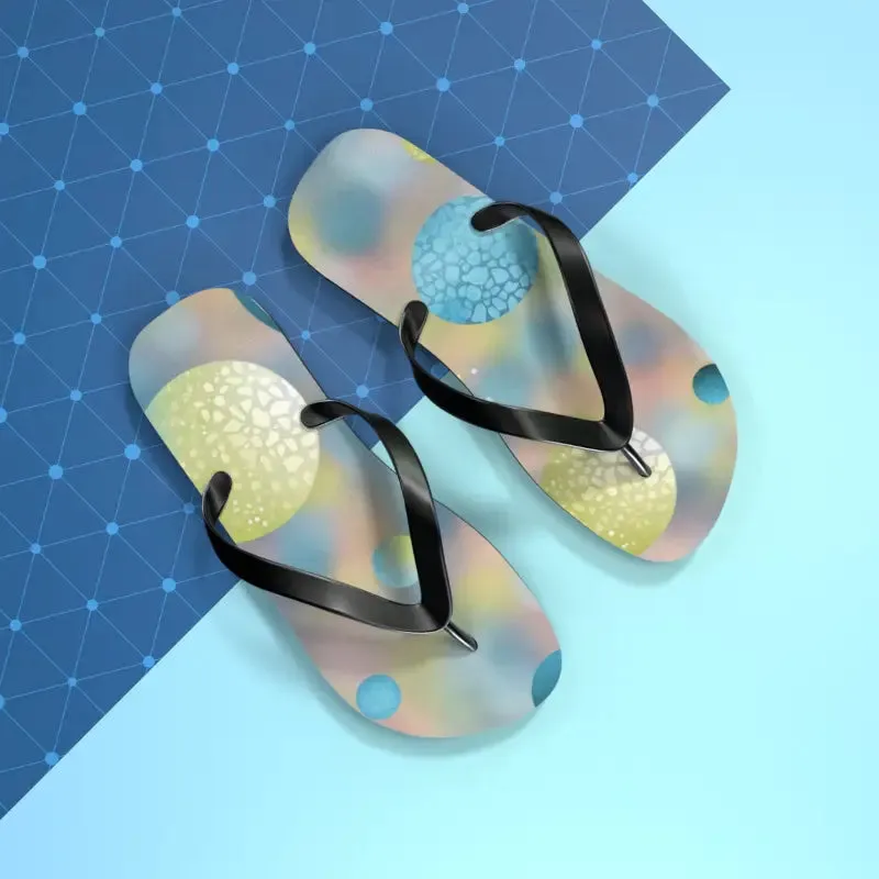 Summer Bluish Green Abstract Flip Flops