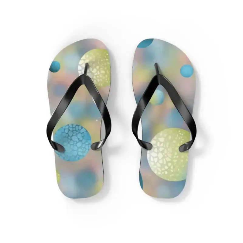 Summer Bluish Green Abstract Flip Flops