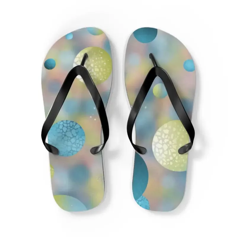 Summer Bluish Green Abstract Flip Flops