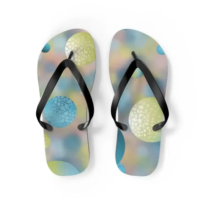 Summer Bluish Green Abstract Flip Flops