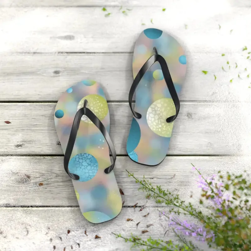 Summer Bluish Green Abstract Flip Flops