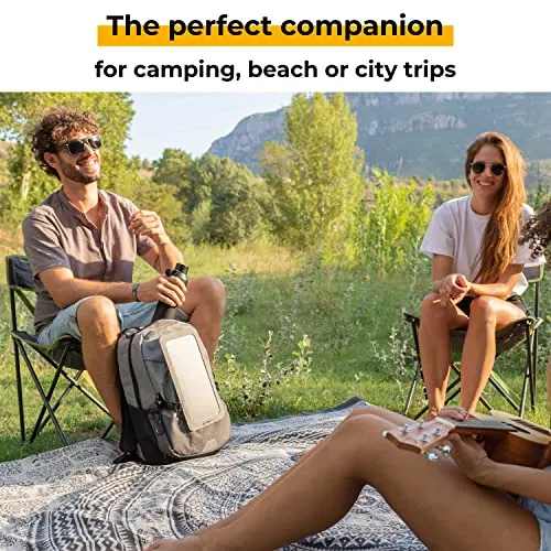 Sunnybag Explorer  | Solar Backpack with Removable 6 watt Solar Panel | USB Port | Including Laptop Compartment for 15.6 inch Notebook | 15 Liter | Water Resistant | Gray-Black