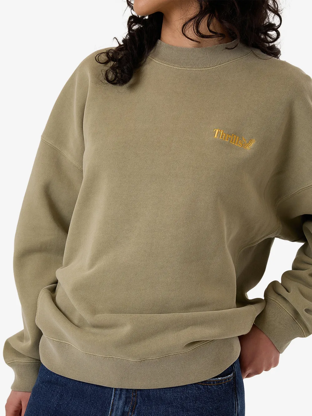 Thrills Workwear Cocoon Panel Crew Eucalyptus