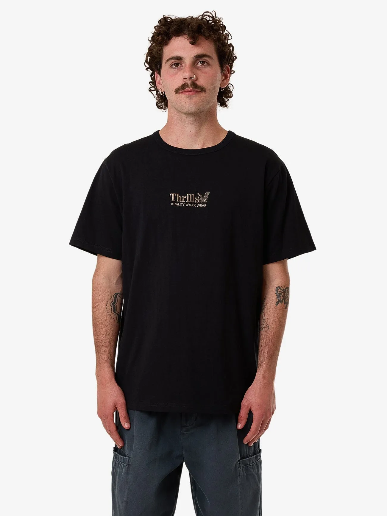 Thrills Workwear Embro Merch Fit Tee - Black