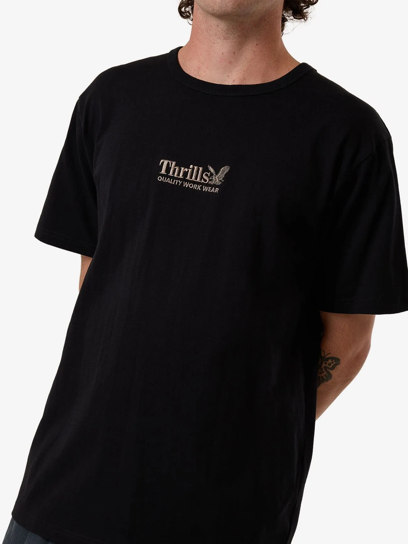 Thrills Workwear Embro Merch Fit Tee - Black