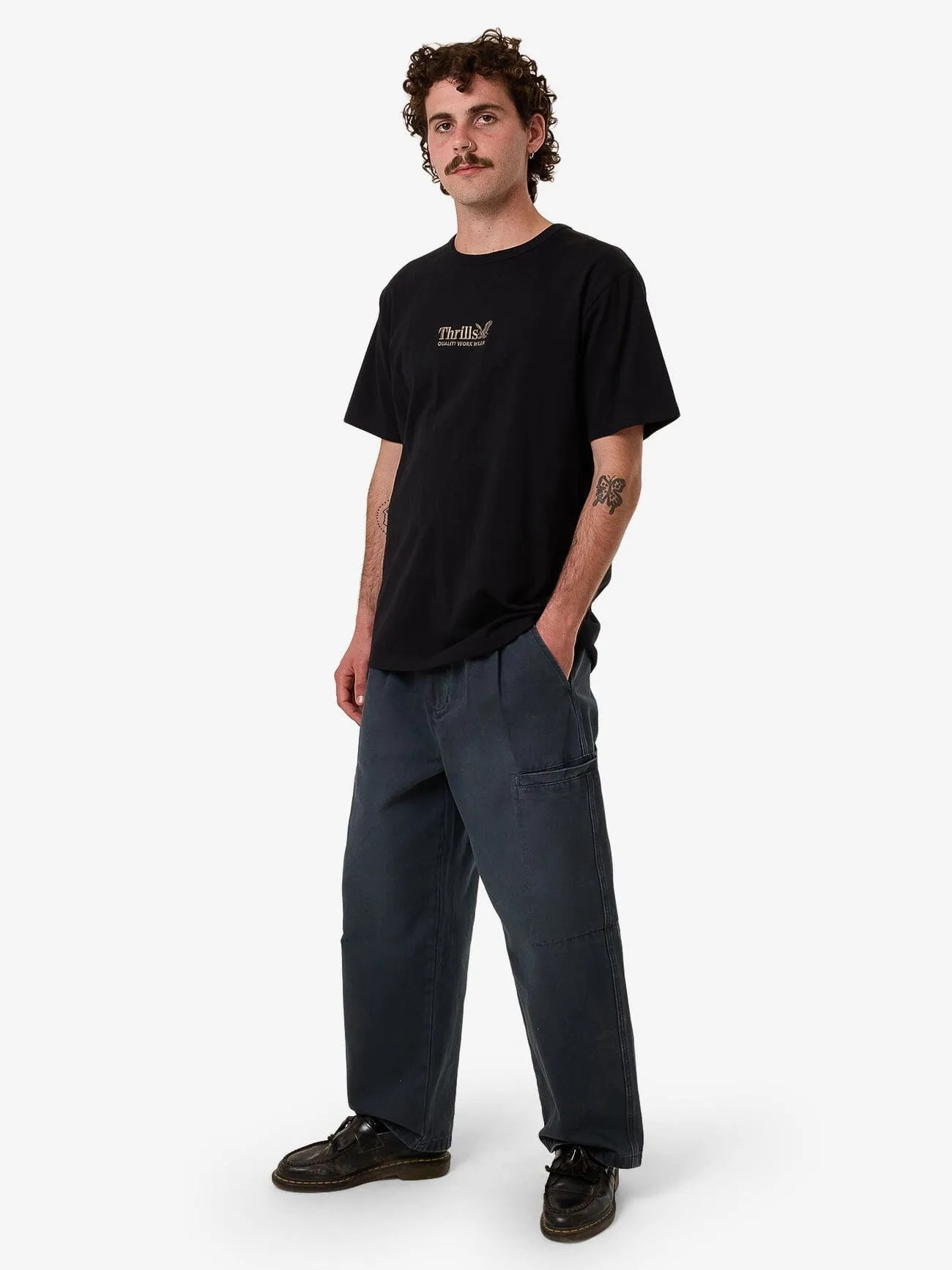 Thrills Workwear Embro Merch Fit Tee - Black