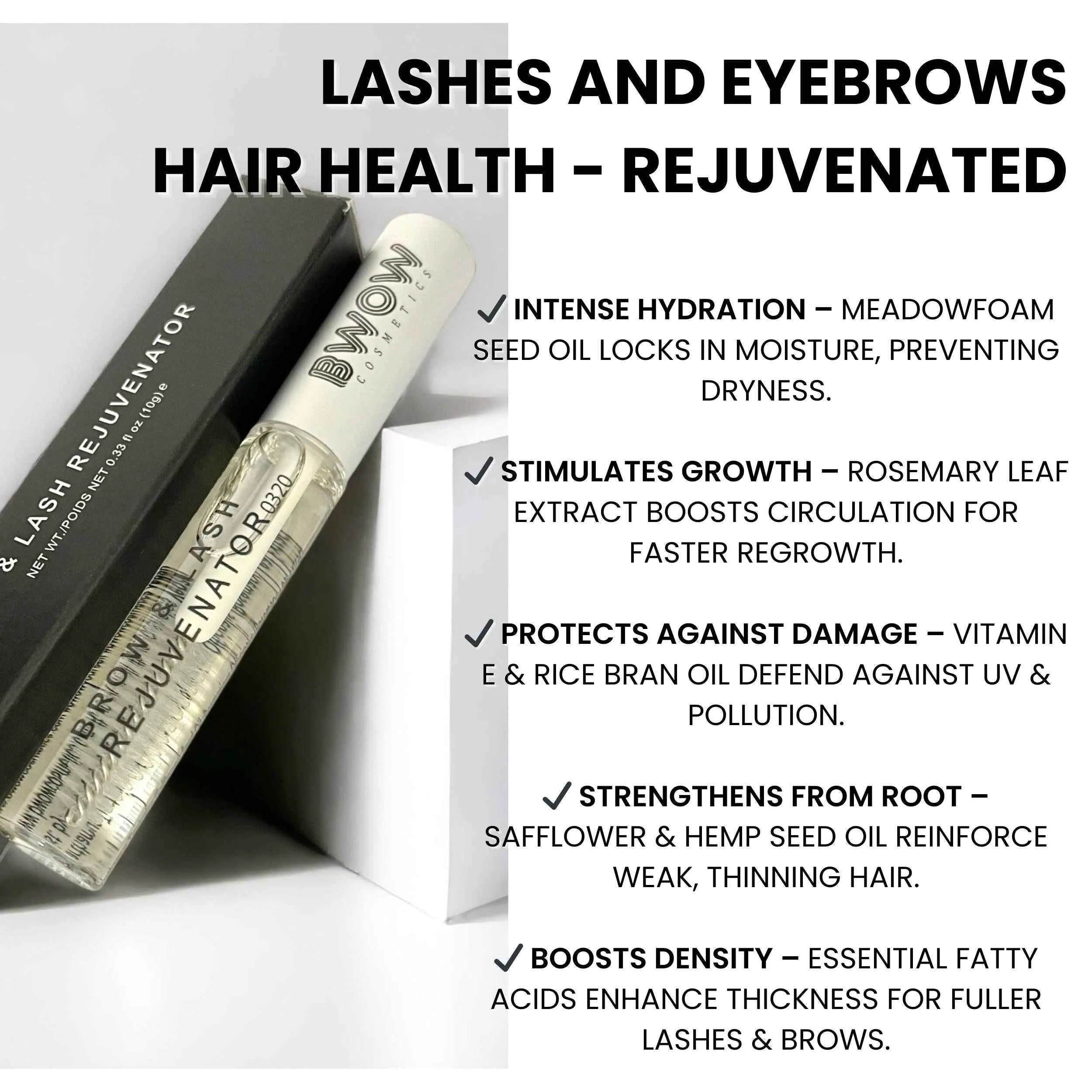Vegan Lash & Brow Growth Serum Treatment Nourishing & Strengthening Formula for Fuller, Healthier Hair