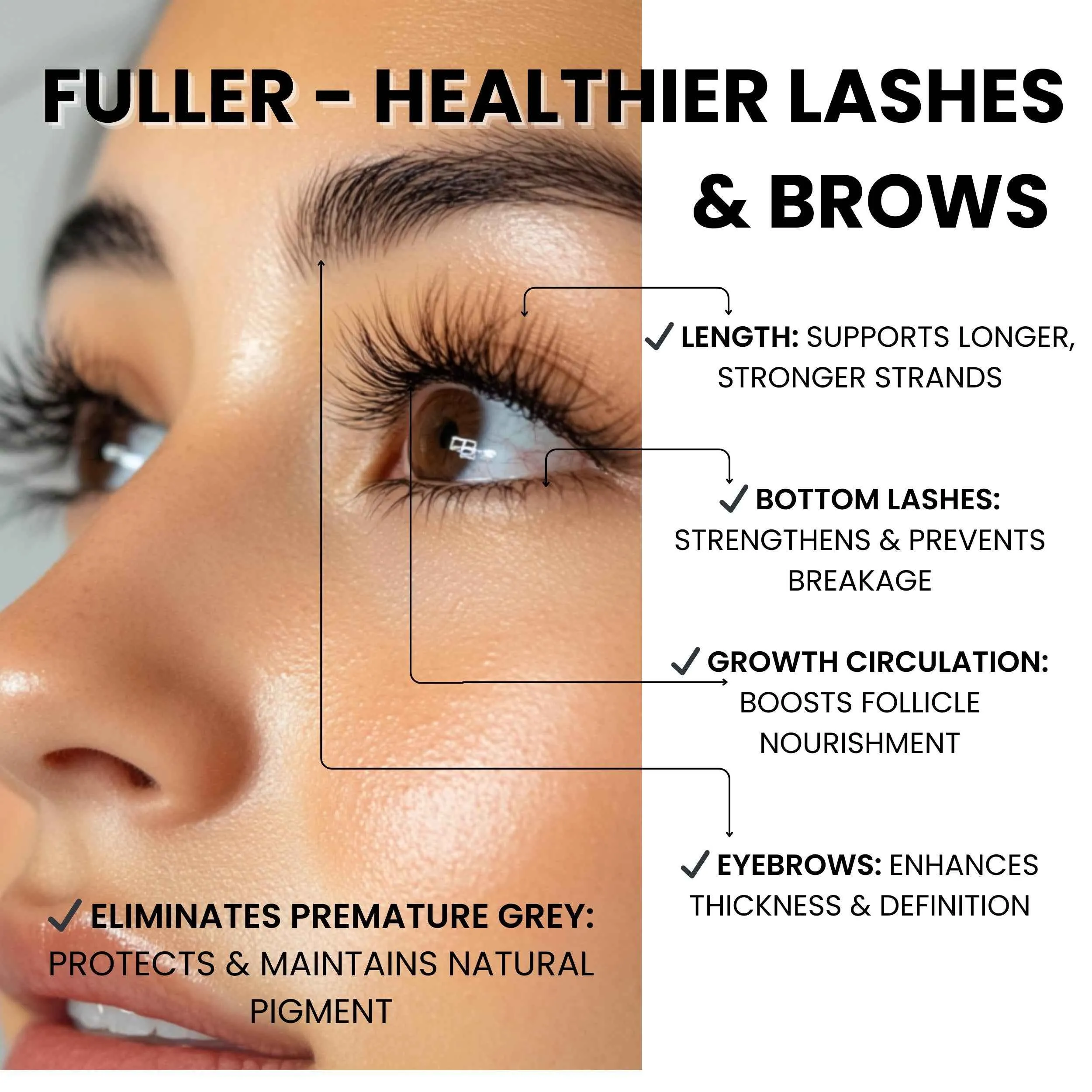 Vegan Lash & Brow Growth Serum Treatment Nourishing & Strengthening Formula for Fuller, Healthier Hair