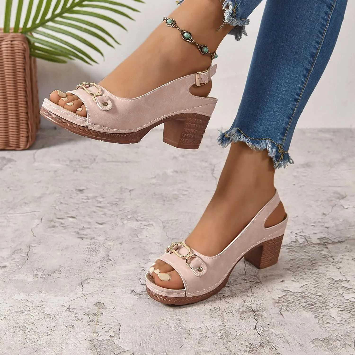Wedge Sandals for Women 2025 Summer Casual Sandal Summer Open Toe Low Heel Shoes Orthopedic Sandals for Women Adjustable Strappy Beach Walking Shoes Chunky Heeled Sandal 2025