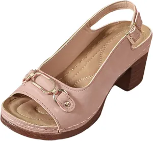 Wedge Sandals for Women 2025 Summer Casual Sandal Summer Open Toe Low Heel Shoes Orthopedic Sandals for Women Adjustable Strappy Beach Walking Shoes Chunky Heeled Sandal 2025